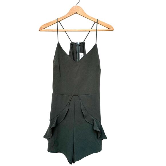 Bacio Olive Green Ruffle Romper - Size M - Picture 1 of 5